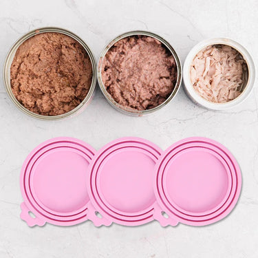 3pcs Cats Small Silicone For Canned Food Dogs,  Soft Pet Can Lid Portable High Flexibility Leakproof 261